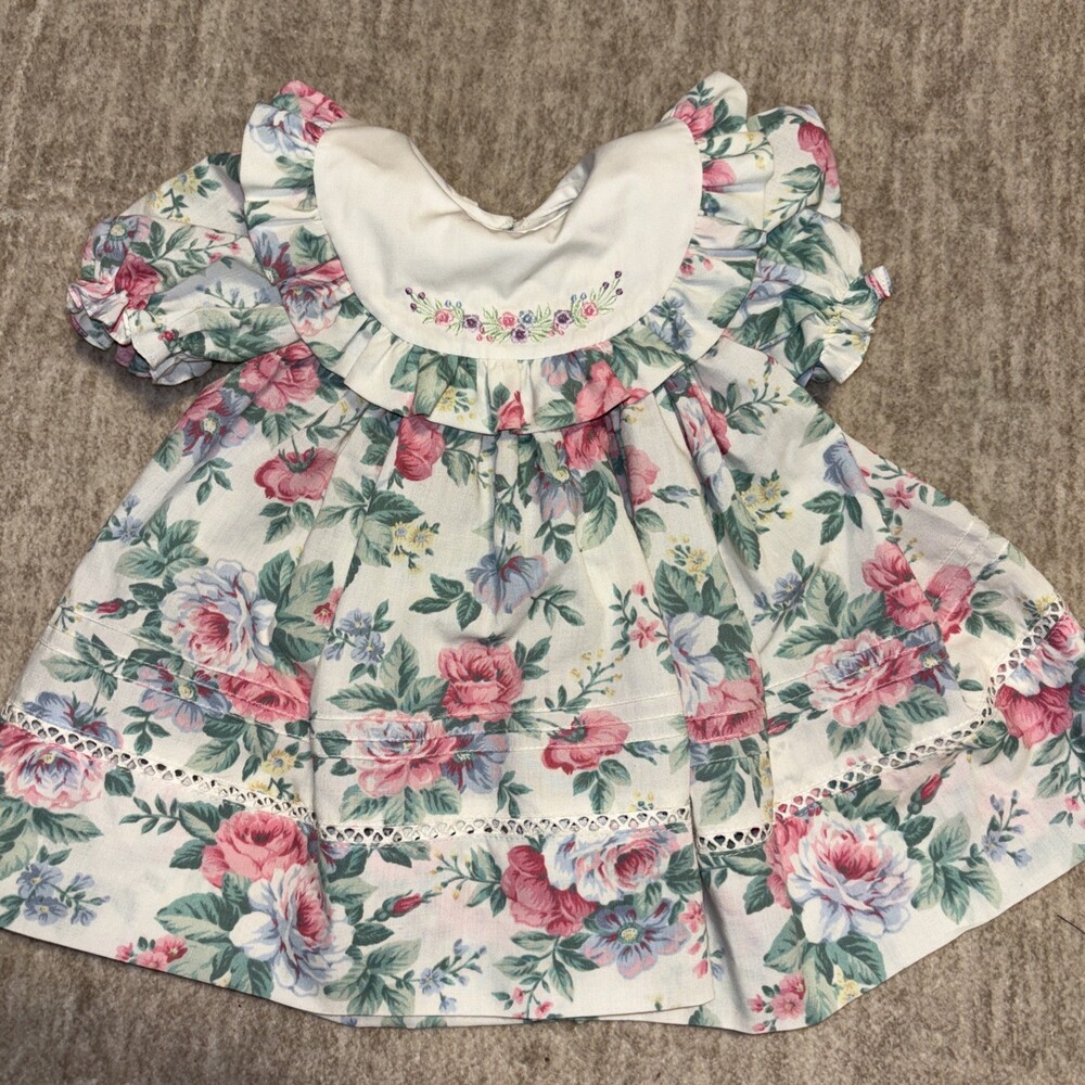 Vintage Dolls by Pauline Dress Pauline Bjonness Jacobsen Floral Embroidered